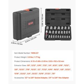 Screw Extractor Set, 27 Pieces Hex Head Multi-Spline Easy Out Bolt Extractor Tool, With Adapters, Solid Storage Case, Cr-Mo Steel Stripped Bolt R (Option: Black)