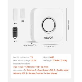 Door Chime, DC 12V, Wireless Door Open Contact Sensor Alarm Chime With 656 Ft Range, Remote Control With App, Doors Ringer Alert For Business, St (Option: default)