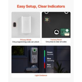 Keyless Entry Door Lock With Handle Set, Electronic Keypad Deadbolt With Lever Handles, Pioneering Easy-Grip Design, Customizable User Codes, Key (Option: Black)
