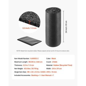 Rubber Mulch Mat Roll, 2 Rolls 96 X 24 In Recycled Rubber Mulch Mat, 0.5 Thick Cuttable, Reduced Weed Growth, Natural-Looking Weed Barrier Mat, P (Option: Black)