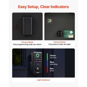 Keyless Entry Door Lock, Electronic Deadbolt With Customizable User Codes, Pioneering Easy-Grip Design, Keyed Entry, Auto Lock, Anti-Peeking Pass (Option: Black)