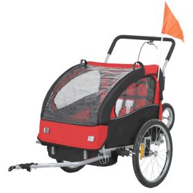 2-Seat Elite 360 Swivel Bike Trailer for Kids Bicycle Cargo Trailer with Water-Resistant Windows, Black and Red (Option: Red-830x220x720 mm)
