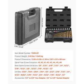 Screw Extractor Set With Drill Bits, 41 Pieces, Easy Out Bolt Extractors And Drill Bits, With Adapters, Solid Storage Case, Cr-Mo Steel For Remov (Option: Black)