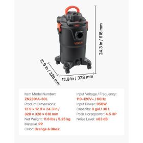 3-in-1 Shop Vac, 11 Gallon Wet Dry Shop Vacuum, 4.5 Peak HP Portable Vacuum Cleaner With Blower, Dual-Filter, 1350W Input Power, 1.25in X 7ft Hos (Option: Black)