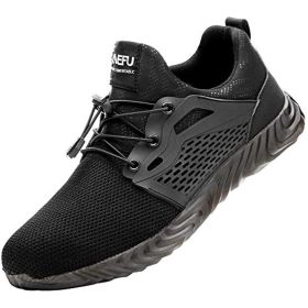 JIEFU Men's Work shoes; Steel Toe Shoes for Work Men; men's sneaker; Lightweight Breathable Comfortable Non Slip Durable Indestructible Construct (Color: Grey, size: 42)